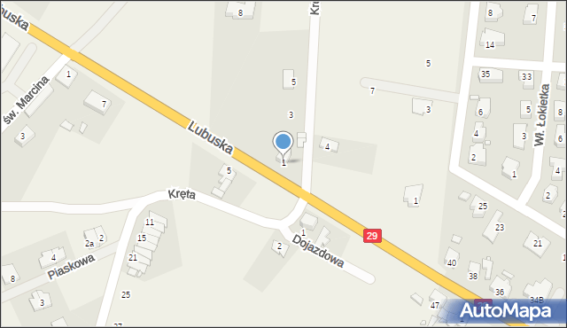 Marcinowice, Krośnieńska, 1, mapa Marcinowice