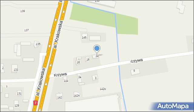 Marysin, Krzywa, 14, mapa Marysin