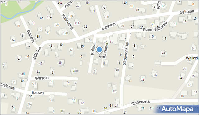 Meszna, Krótka, 5, mapa Meszna