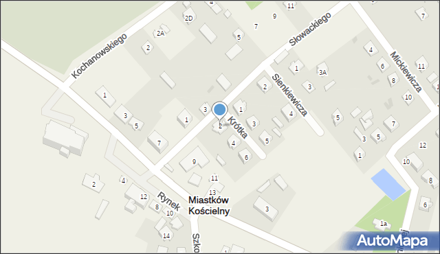 Miastków Kościelny, Krótka, 2, mapa Miastków Kościelny