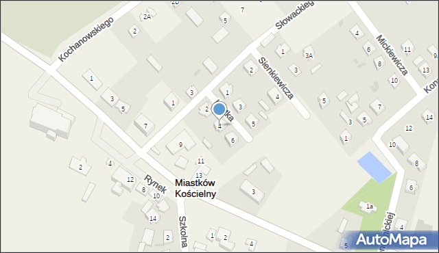 Miastków Kościelny, Krótka, 4, mapa Miastków Kościelny