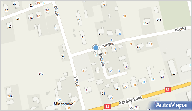 Miastkowo, Krótka, 1, mapa Miastkowo