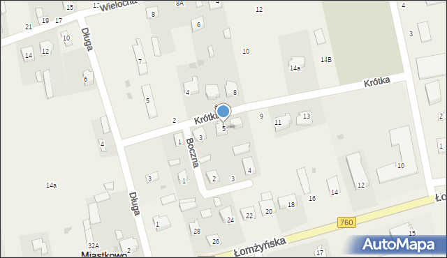 Miastkowo, Krótka, 5, mapa Miastkowo