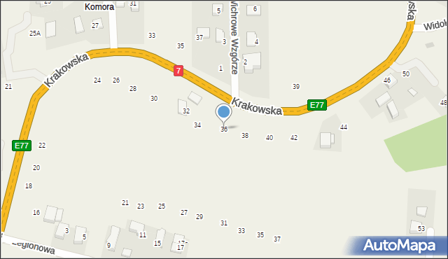 Michałowice, Krakowska, 36, mapa Michałowice