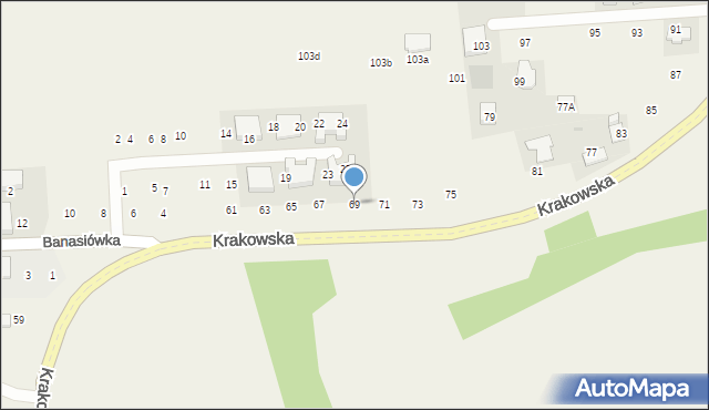 Michałowice, Krakowska, 69, mapa Michałowice