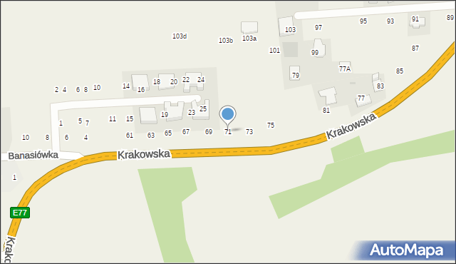 Michałowice, Krakowska, 71, mapa Michałowice