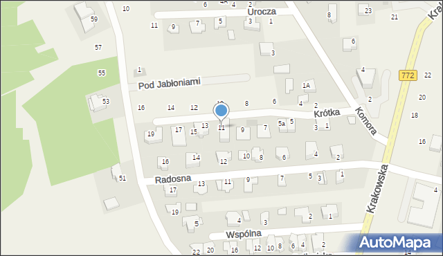 Michałowice, Krótka, 11, mapa Michałowice