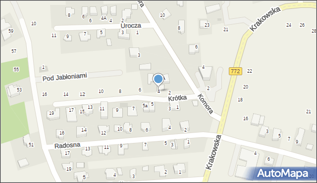 Michałowice, Krótka, 4, mapa Michałowice