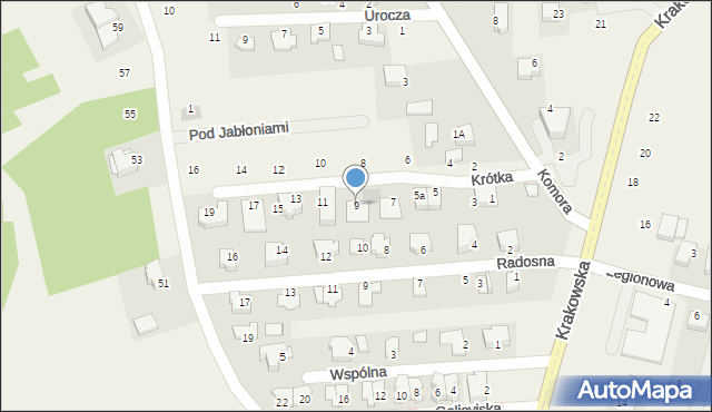 Michałowice, Krótka, 9, mapa Michałowice
