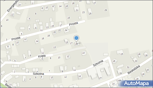 Międzybrodzie Żywieckie, Kręta, 19, mapa Międzybrodzie Żywieckie