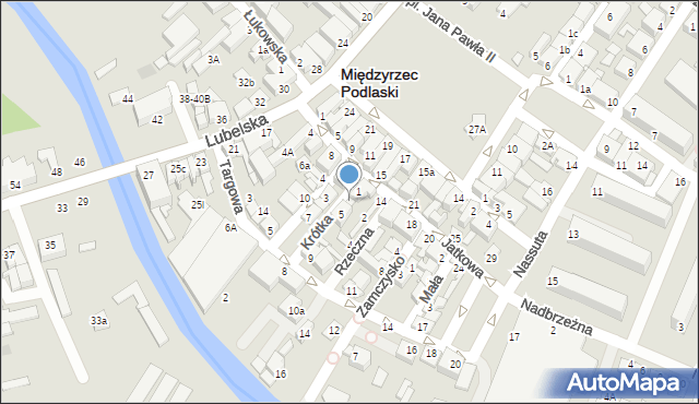 Międzyrzec Podlaski, Krótka, 3, mapa Międzyrzec Podlaski