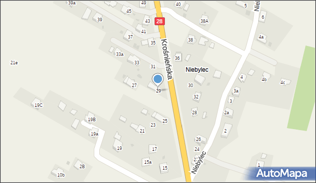 Miejsce Piastowe, Krośnieńska, 29, mapa Miejsce Piastowe