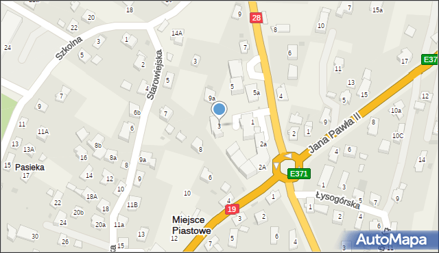 Miejsce Piastowe, Krośnieńska, 3, mapa Miejsce Piastowe