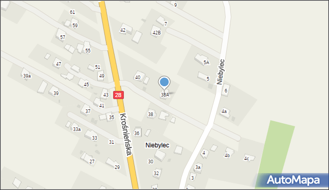 Miejsce Piastowe, Krośnieńska, 38A, mapa Miejsce Piastowe