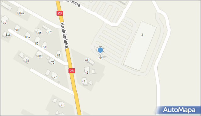 Miejsce Piastowe, Krośnieńska, 50, mapa Miejsce Piastowe