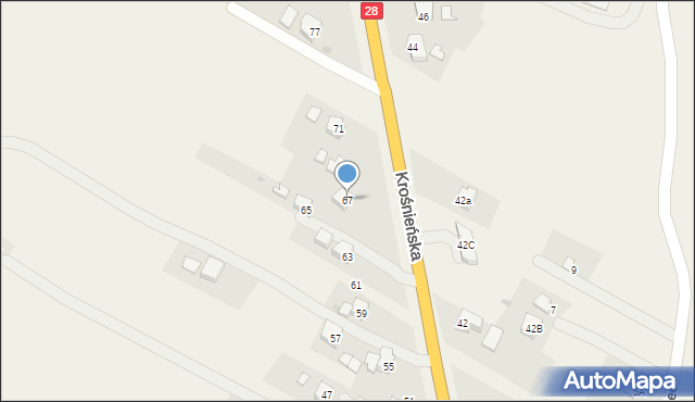 Miejsce Piastowe, Krośnieńska, 67, mapa Miejsce Piastowe