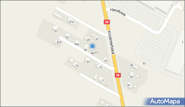 Miejsce Piastowe, Krośnieńska, 84, mapa Miejsce Piastowe
