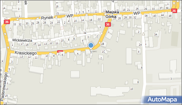 Miejska Górka, Krasickiego Ignacego, bp., 3, mapa Miejska Górka