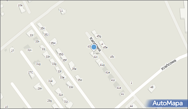 Mielec, Krańcowa, 41l, mapa Mielca