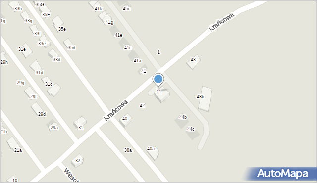 Mielec, Krańcowa, 44, mapa Mielca