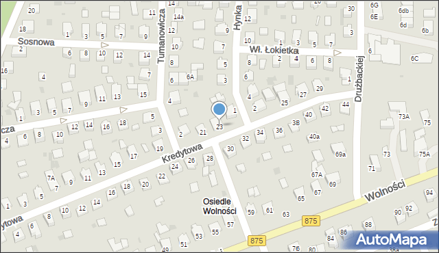 Mielec, Kredytowa, 23, mapa Mielca