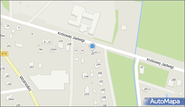 Mielec, Królowej Jadwigi, 16, mapa Mielca