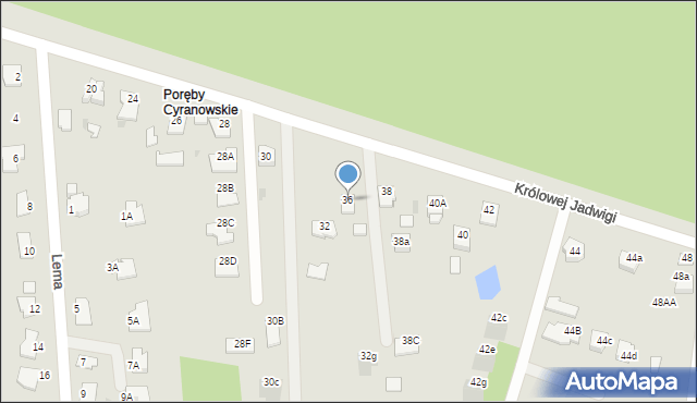 Mielec, Królowej Jadwigi, 36, mapa Mielca