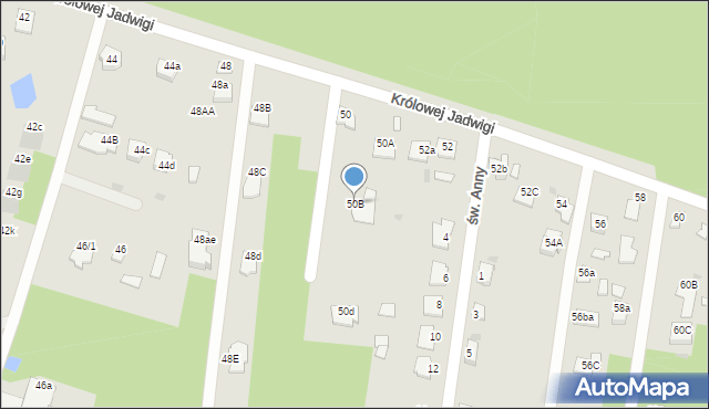 Mielec, Królowej Jadwigi, 50B, mapa Mielca