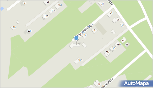 Mielec, Kryczyńskiego, 7, mapa Mielca