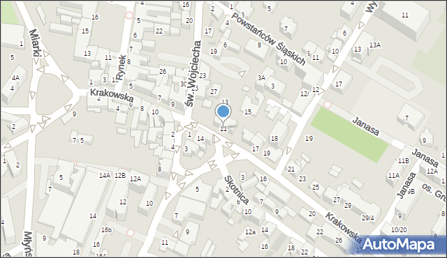Mikołów, Krakowska, 11, mapa Mikołów