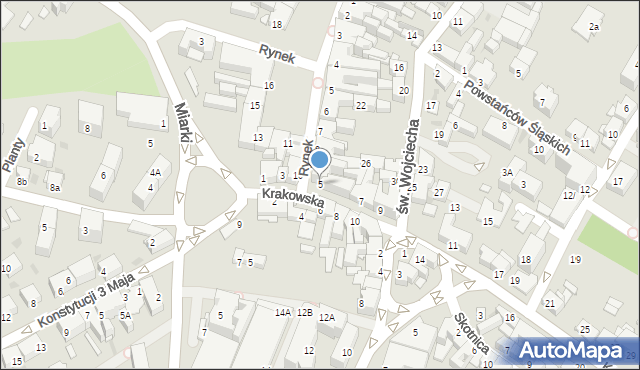 Mikołów, Krakowska, 5, mapa Mikołów