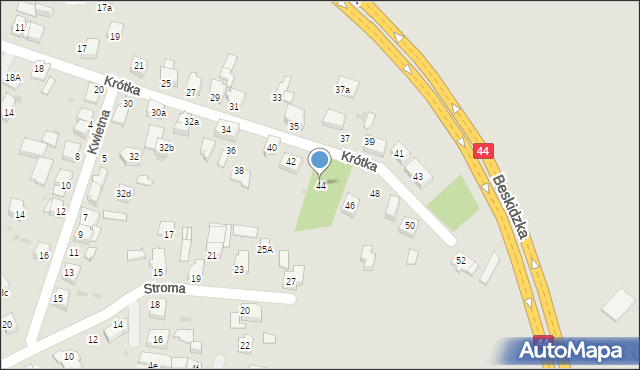 Mikołów, Krótka, 44, mapa Mikołów