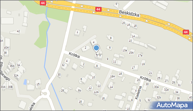 Mikołów, Krótka, 5, mapa Mikołów