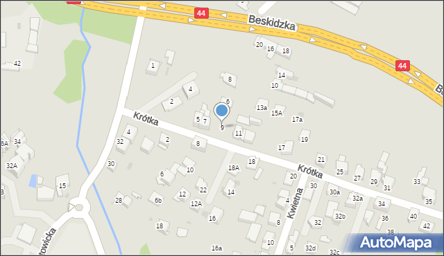 Mikołów, Krótka, 9, mapa Mikołów