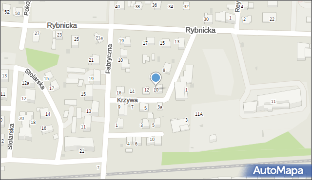 Mikołów, Krzywa, 10, mapa Mikołów