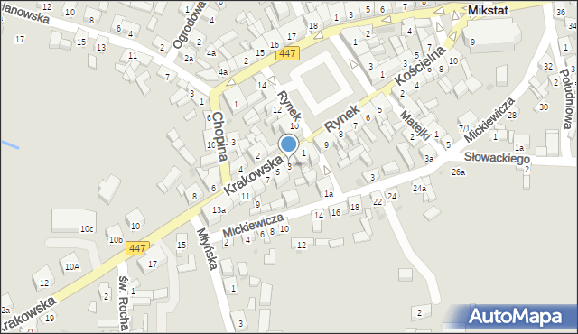 Mikstat, Krakowska, 3, mapa Mikstat