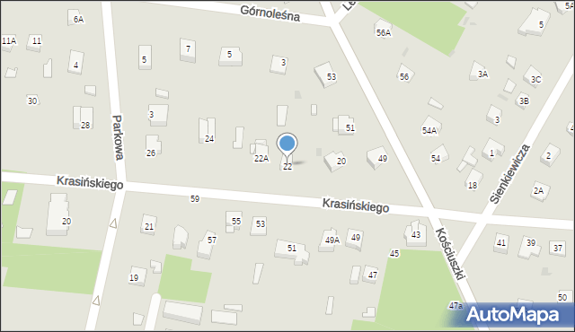 Milanówek, Krasińskiego Zygmunta, 22, mapa Milanówek