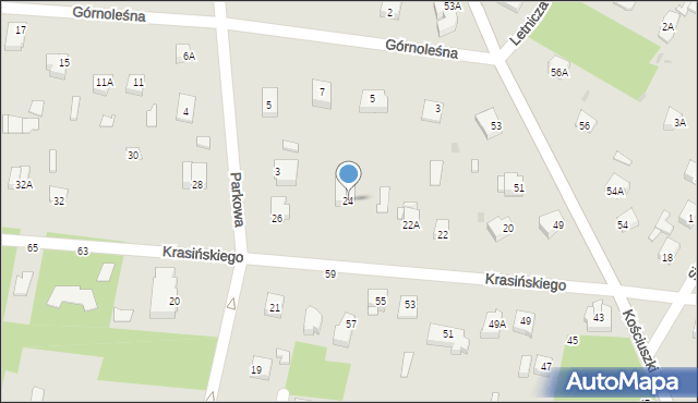 Milanówek, Krasińskiego Zygmunta, 24, mapa Milanówek