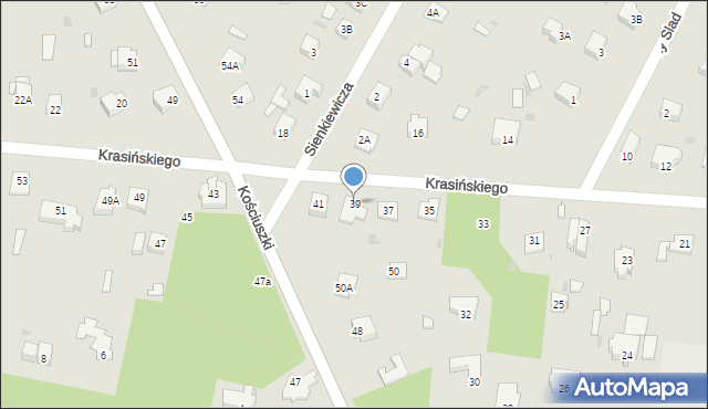 Milanówek, Krasińskiego Zygmunta, 39, mapa Milanówek