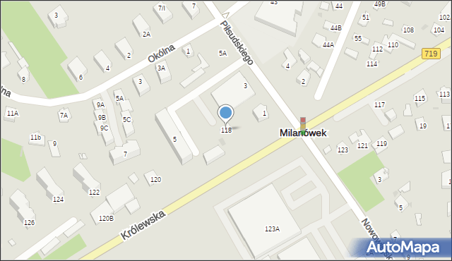 Milanówek, Królewska, 118, mapa Milanówek