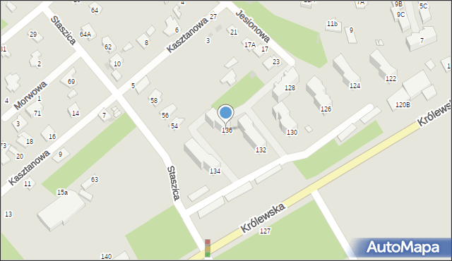 Milanówek, Królewska, 136, mapa Milanówek