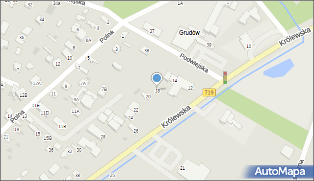 Milanówek, Królewska, 18, mapa Milanówek