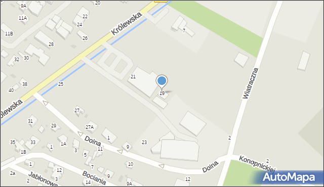 Milanówek, Królewska, 19, mapa Milanówek
