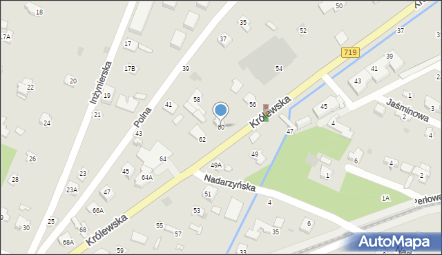 Milanówek, Królewska, 60, mapa Milanówek