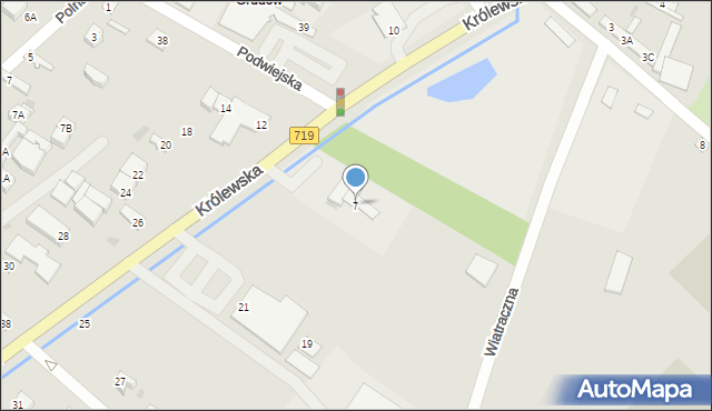 Milanówek, Królewska, 7, mapa Milanówek