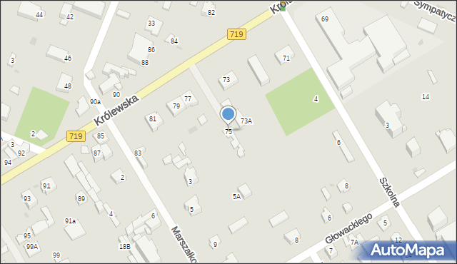 Milanówek, Królewska, 75, mapa Milanówek