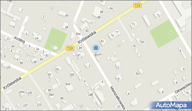 Milanówek, Królewska, 83, mapa Milanówek