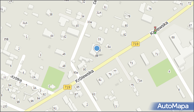 Milanówek, Królewska, 88, mapa Milanówek