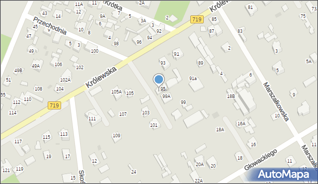 Milanówek, Królewska, 97, mapa Milanówek