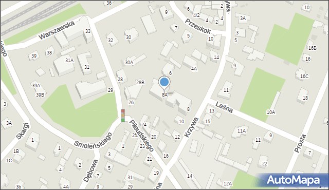 Milanówek, Krzywa, 8A, mapa Milanówek